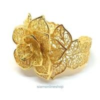 ราคา กำไลดอกไม้ฉลุลาย เลือกสีได้ เงิน ทอง รมดำ รุ่น siam silbra1002 by siamonlineshop (8955690169)