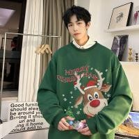ราคา เสื้อมีฮู้ดสีแดงคริสต์มาสของผู้ชายเสื้อโค้ทแบบหนาผ้ากำมะหยี่มีฮู้ด2024คู่สำหรับผู้ชาย (22940599813)