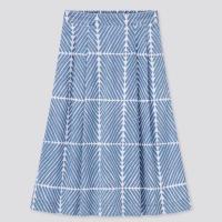 ราคา UNIQLO กระโปรงผ้าคอตตอน ขา4ส่วน มีลาย MARIMEKKO DENIM LONG SKIRT (19160495253)
