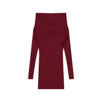 ราคา เดรสบอดี้คอนไหมพรมผ้าร่องสีแดง แขนยาว ผ้ายืดถักลาย คอกว้างและพับได้ ชายกระโปรงตัดตรง เดรสสั้นสีแดง 9711 (23004640800)