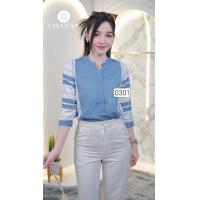 ราคา ขายดี Chanan เสื้อโพลีผสมคอตตอน คอจีน แต่งกระดุมหน้า แต่งลายสลับสีขาว แขนยาวปิดศอก ผ้าใส่สบาย 3สี รุ่น0301 เสื้อทำงาน เสื้อออกงาน เสื้อชีฟอง เสื้อเชิ๊ต เสื้อคอจีน เสื้อคอปก เชิ้ตคอปก (23042622948)