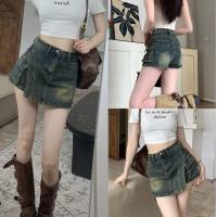 ราคา chen shop กางเกงกระโปรงยีนส์เอวสูงทรงเอ สีสนิมสวยสุดๆแมตย์ง่ายมาก สไตล์สายเกา (23149435489)