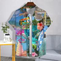 ราคา เสื้อฮาวายชายเสื้อลายดอกไม้สีชมพูลายดอกไม้พิมพ์เสื้อแฟชั่นของผู้ชายเดินทางสวยผู้ชายระบายอากาศหลวมขนาดใหญ่เสื้อแขนสั้น (23182003336)