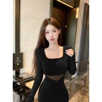 ราคา แมกซี่เดรสแขนยาว คอเหลี่ยม กระโปรงทรงเอ ดีเทลแต่งเอวซีทรูโดยรอบ มีสายคาดไขว้เก็บพุง ผ้านุ่มยืดได้เยอะ ชุดไปเที่ยวทะเล 9175 (22724958654)