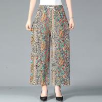 ราคา มีไซส์ใหญ่ Plus Size Womens Summer Thin Print Wide Leg Loose Pants High Waist Floral Trousers (18566717623)