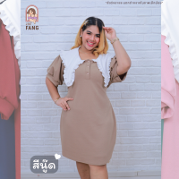 ราคา ส่งฟรี ด214 เดรสสาวอวบ ชุดเดรส เดรสไซส์ใหญ่ คอปกใหญ่ ชุดทำงาน ชุดออกงาน ชุดคนอ้วน สไตล์ลูกคุณ เดรสคนอ้วน (22581829599)