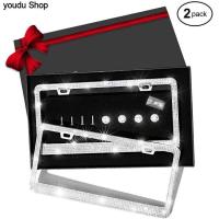 ราคา youdu Shop RD 1เหล็กกล้าไร้สนิมคู่ป้ายทะเบียนรถกรอบ Bedazzled Sparkly เพชรน่ารักป้ายทะเบียนรถยนต์ป้ายทะเบียนรถกรอบสี สีดำ (17323461591)
