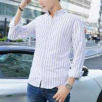 ราคา TAILOR เสื้อเชิ้ตลายทางสีน้ำเงินและสีขาวผู้ชายแขนยาวเวอร์ชั่นเกาหลีเทรนด์สลิมฟิตหล่อชายหนุ่มร้อยชายชุดลำลองเสื้อโค้ท (19898934457)