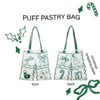 ราคา Wyllabrand กระเป๋าผ้า Puff Pastry Christmas Wrapping Paper Bag (23340299824)