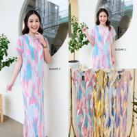 ราคา Maxidress Fashion Graphics Pleated ชุดพลีทพิมพ์ลายกราฟฟิก ชุดเดรสยาวสีพาสเทลผ้าอัดพลีท ชุดเดรสสาวอวบ ชุดใส่ออกงาน ชุดริมหาด ชุดเที่ยวทะเล (17437552267)