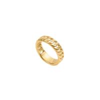 ราคา Chunky Hollow Link Braided Gold Ring Waterproof Non Fade Tarnish 18K Gold Plated 316L Stainless Titanium Steel Rings For Women Couple RG359 (21254114927)