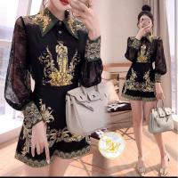 ราคา m4xl ชุดเซตขาสั้น เสื้อเชิ้ตแขนยาว กางเกงขาสั้น ลายเวอร์ซาเช่ งานป้าย sn (22534675699)