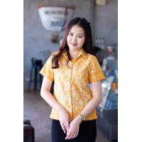 ราคา เสื้อเชิ้ตปาเต๊ะ ผู้หญิง ลายบานชื่น หลากสี อัดกาว (21389846985)