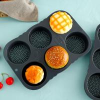 ราคา 1 Pc Silicone Hamburger Bun Molds 6 Cavity Egg Muffin Baking Pan Kitchen Mold for Hamburger Chocolate Cake Pie Custard Tart (20605566590)