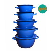 ราคา หม้อเคลือบ 2 หู สีน้ำเงิน ทรงเตี้ย หม้ออวย อย่างหนา แบบดั้งเดิม ตรานกเพนกวิน (16639522593)