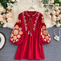 ราคา พร้อมส่ง ชุดเดรสสั้นสไตล์โบฮีเมียน มินิเดรส เดรสปักลาย (17426113566)