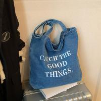 ราคา BAGSMART กระเป๋าผ้ายีนส์สะพายไหล่ GOOD THINGS ใบใหญ่ใส่หนังสือได้ (23343096569)