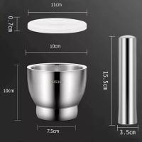 ราคา ครกสแตนเลส 304 พร้อมฝาซิลิโคน ครก สาก เกรดอาหาร 304 stainless steel mortar with silicone lid mortar pestle food grade (19582024937)