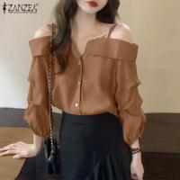 ราคา Esolo ZANZEA Korean Style Women Off The Shoulder Strap Top Ladies Long Sleeves Bardot Mini Dress KRS 10 (22441052141)