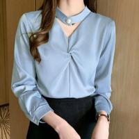 ราคา Red Blouse Women Long Sleeve Satin Shirt Korean Style Fashion Simple Loose Office Tops 2023 (19898320124)