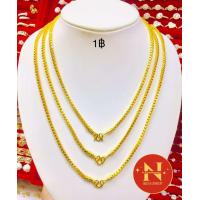 ราคา สร้อยคอ ลายบล็อกเหลี่ยมพ่นทรายตัดลาย ทองหุ้ม ทองชุบ งานสวยเสมือนจริง ใส่สวย ห้างทองนพคุณ (19473475739)