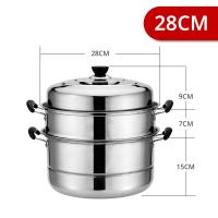 ราคา หม้อนึ่งสแตนเลสทรงสูง 3 ชั้น ขนาด 26CM 28CM 30CM 32CM 34CM ใช้ได้กับเตาทุกประเภท Stainless steel steamer (22833998833)