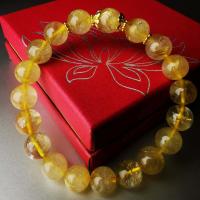 ราคา สร้อยข้อมือหินไหมทอง Golded Rutiated Quartz หินนำโชค ขนาด 10 มิล มีกล่องให้ ถ่ายรูปจากสินค้าจริง (21578244827)