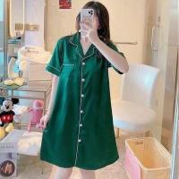 ราคา ชุดนอนซาติน กระโปรงแขนสั้น สีพื้น ใส่สบาย (23194879364)
