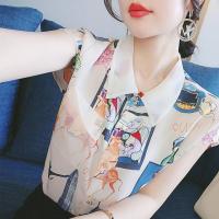ราคา Vintage Shirt Women Korean Style Fashion Printed Casual Blouse Plus Size Loose Short Sleeve Tops New (13518171168)