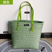 ราคา กระเป๋าถักความจุสูงสไตล์ฝรั่งเศสแนววินเทจกระเป๋าสานสายหนังกระเป๋าสานหวายเทียมแบบหิ้วสำหรับถ่ายรูปริมทะเลกระเป๋าชายหาดสำหรับผู้หญิง (15611187408)