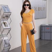 ราคา ชุดเซ็ท Set เสื้อ กางเกงขายาว Nine colors ผ้าร่องยืดเยอะ ชุดเซ็ทผู้หญิง กางเกงขายาวผู้หญิง กางเกงขาบานราคาถูกTZ892 (22043264111)