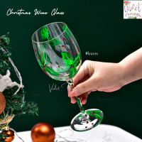 ราคา Violet Flamingo Wonderland Wine Glass แก้วไวน์เพ้นท์ ลายคริสมาสต์ (21019452487)