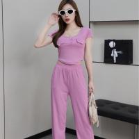 ราคา ชุดเซ็ท Set เสื้อ กางเกงขายาว Nine colors ผ้าร่องยืดเยอะ ชุดเซ็ทผู้หญิง กางเกงขายาวผู้หญิง กางเกงขาบานราคาถูกTZ892 (22043264113)