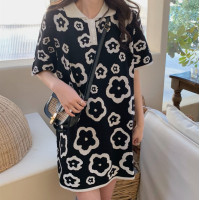 ราคา Licorice dress เดรสสั้นลายดอก สีขาวดำ เดรสสีดำ เดรสสไตล์เกาหลี TS833 (10754383017)