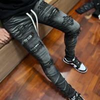 ราคา กางเกงยีนส์ทรงเดฟผ้ายืดแต่งขาดแะเท่ๆป้ายต้นรหัสKM024กระชับพอดี ผู้ชาย (22591567945)