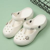 ราคา รองเท้าคร็อคส์รองเท้ากึ่งแตะสำหรับพยาบาลแพทย์สีขาวกันลื่นพื้นนิ่มแบบเหยียบส้นเตารีดใส่ด้านนอกปิดหัวพื้นหนาใส่ช่วงฤดูร้อนสำหรับผู้หญิง (14766199382)