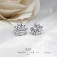 ราคา ต่างหูแบบหนีบ ประดับคริสตัลทรงเพชรมาคี Marquise Shape ลายดอกไม้ Flower ขนาดพอเหมาะ ตุ้มหู เครื่องประดับ ER4002 ValueJewelry (17242224700)
