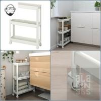 ราคา IKEA แท้ค่ะ ชั้นวางของ ชั้นวางของเข้ามุม ชั้นวางมีล้อ VESKEN เวสเก้น (22196504015)