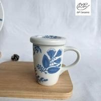 ราคา NP Ceramic จานเซรามิค จานตื้น จานซุป แก้วเอส แก้วมัค ลายดอกสีน้ำเงิน เข้าไมโครเวฟได้ (22696917483)