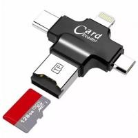 ราคา การ์ดรีดเดอร์ 4 in 1เครื่องอ่านการ์ด USB 3 0 USB Lightnig Micro USB Type C อ่านการ์ด Micro SD และ SD Card (2781520590)