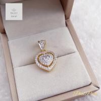 ราคา จี้เพชรรูปหัวใจประดับเพชรล้อมเพชร ความสูงรวมที่ห้อยประมาณ2 5cm (22247443197)