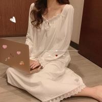 ราคา ชุดนอนแขนยาวลูกไม้สไตล์เจ้าหญิงหวานสำหรับฤดูใบไม้ผลิและฤดูใบไม้ร่วงชุดใส่ในบ้านแบบยาวคลุมเข่าสำหรับสาวๆ (22932636801)