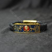 ราคา กำไล หลวงพ่อรวย สายหนังถัก ลงน้ำยาสี (22713149900)