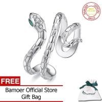 ราคา BAMOER แหวนงูชุบทองคำขาวกับมรกต CZ ตาปรับได้สำหรับผู้หญิงแหวนหัวใหญ่เครื่องประดับออกแบบงูเอกลักษณ์ YIR245 (22865074730)