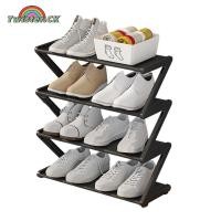 ราคา Upgrade 4 Tier Small Shoe Rack Thickened Steel Stackable Shoe Shelf Storage Shoe Stand Organizer For Closet Entryway Hallway Multifunctional Storage Rack (21723797778)