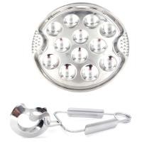 ราคา 1 Set of Stainless Steel Snail Mushroom Escargot Plate with 12 Compartments Grilled Snail Tool 12 Grilled Conch Tray (23024548401)