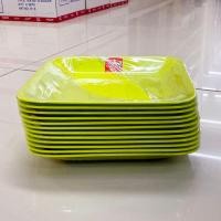 ราคา 12ใบ จานสี่เหลี่ยม 7 5นิ้ว พลาสติกABS จานข้าว จานข้าวมันไก่ จานส้มตำ ตราม้าทอง Golden Horse Plastic ABS Plate pack of 12 pcs (17179252418)