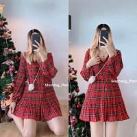 ราคา มินิเดรสอัดพลีทลายดอกผ้าชีฟอง (23215649177)