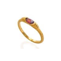ราคา Ruby Red Diamond Gold Ring Waterproof Non Fade Tarnish 18K Gold Plated 316L Stainless Titanium Steel Rings For Women Men RG405 (22217344773)
