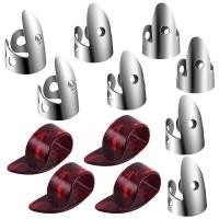 ราคา Adjustable Finger Thumb Picks Set Includes 8Pcs Stainless Steel Finger Picks 4Pcs Plastic Thumb Picks for Guitar Banjo (22294613852)
